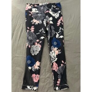 Old navy Active Floral Leggings Women's Black Pink Blue Mesh Athletic Workout XL